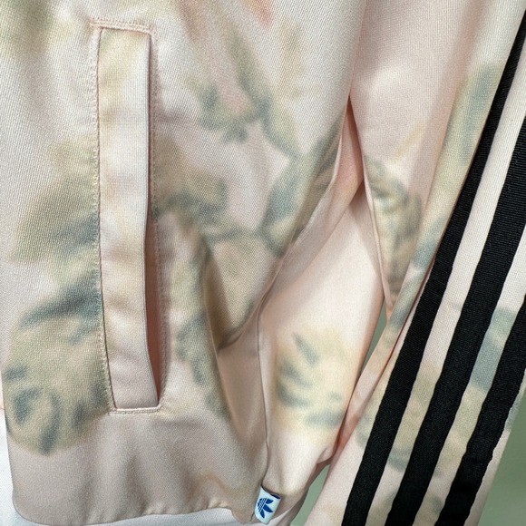 Adidas Originals Floral Track Jacket Pink Trefoil Logo M Rare‎ Athleisure Girly - Picture 6 of 11
